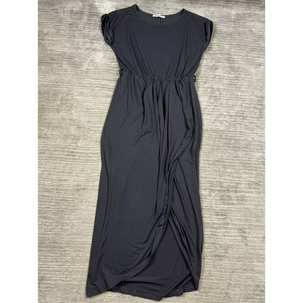 Yidarton Dress Womens Large Gray Short Sleeve Rayon Blend Midi Casual‎